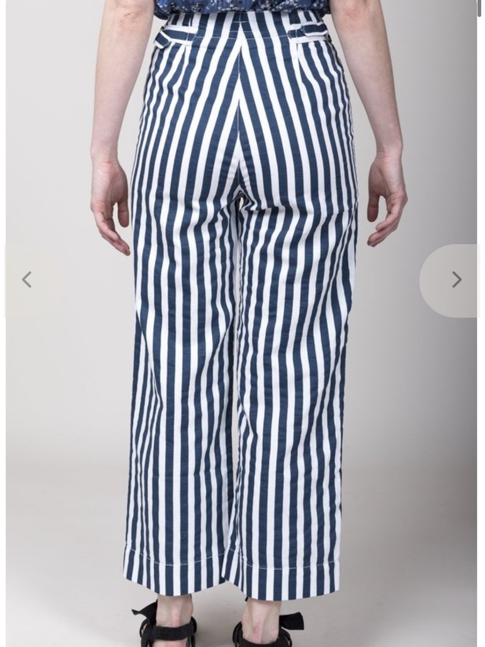 MOTHER The Cinch Greaser Navy White Vertical-Stripe Wide-Leg Pants Size 28 NWOT - Picture 4 of 8